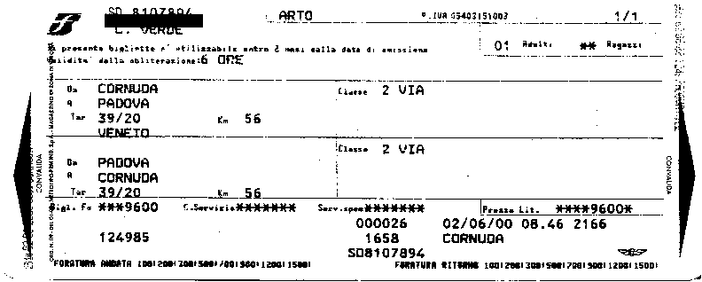 train ticket: exam result